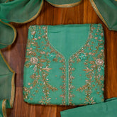 Organza Sea Green Unstitched Suit